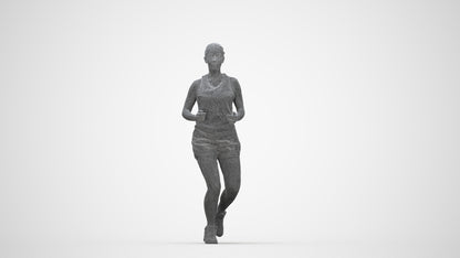 realistic 3D woman sport, scanned archviz people for Blender and 3ds Max, wireframe back view