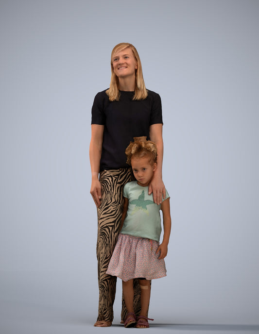 3D people model girl casual kids, scanned human for 3ds Max rendering