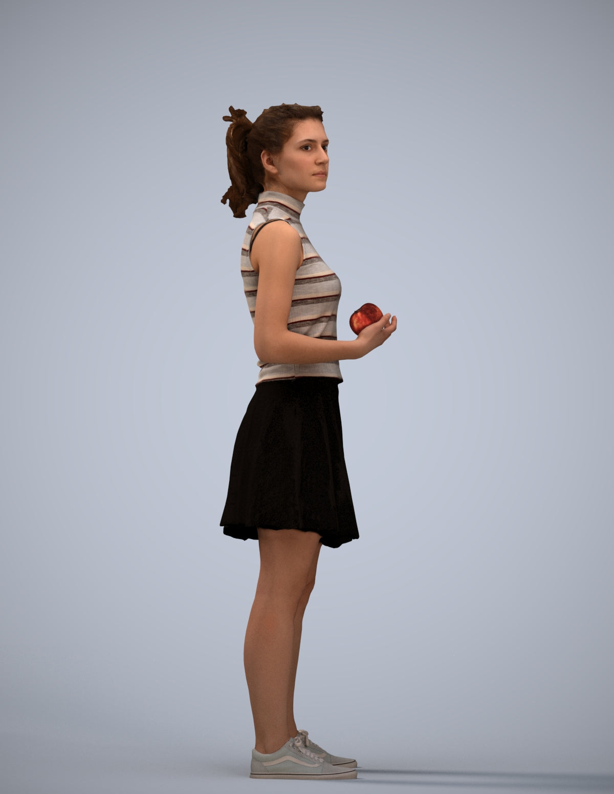 realistic 3D woman casual standing, scanned archviz people for Blender and 3ds Max