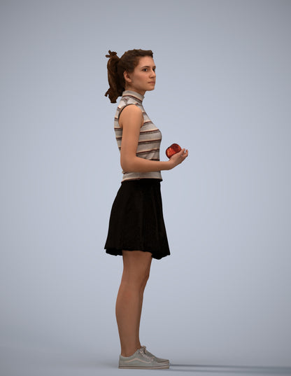 realistic 3D woman casual standing, scanned archviz people for Blender and 3ds Max