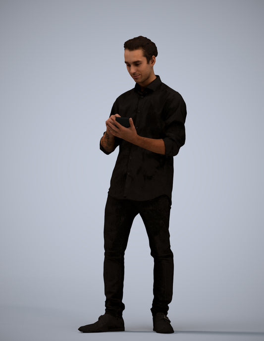 scanned 3D man casual standing, photogrammetry people for Enscape and V-Ray