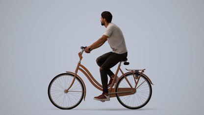 realistic 3D people man casual cycling, render-ready for V-Ray and Corona, FBX OBJ, three-quarter view render