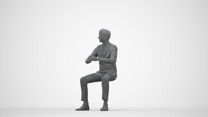 3D human model man casual business, photogrammetry scanned person for archviz, wireframe back view