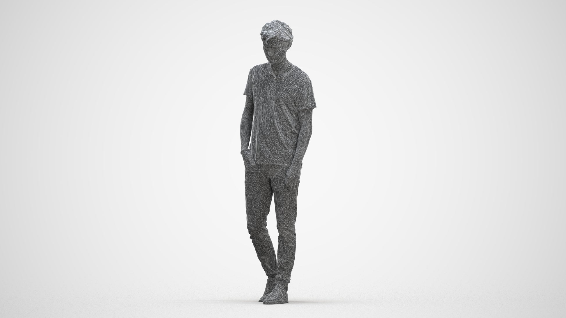realistic 3D people man casual walking, render-ready for V-Ray and Corona, FBX OBJ, three-quarter front view render