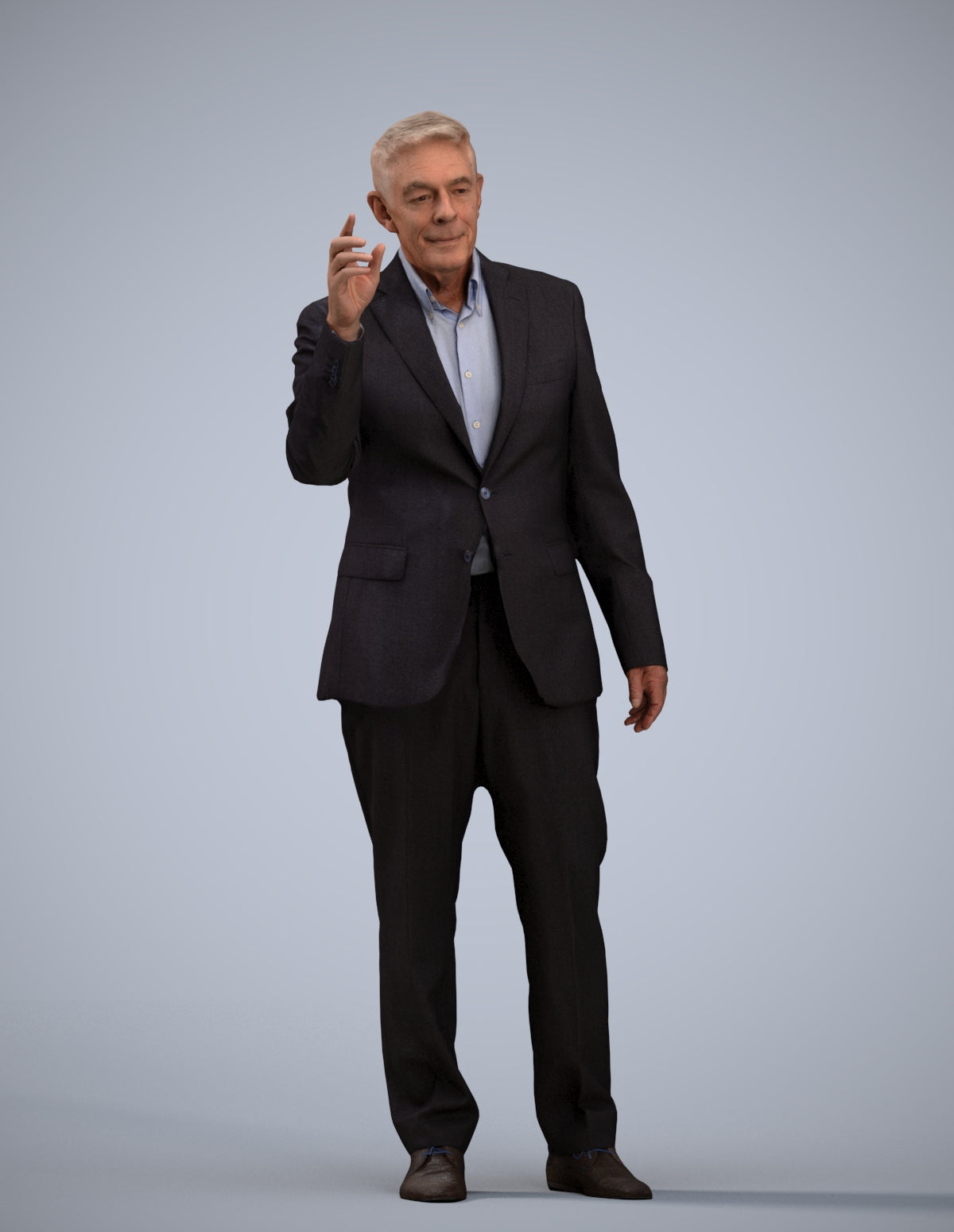 scanned 3D senior man business, photogrammetry people for Enscape and V-Ray