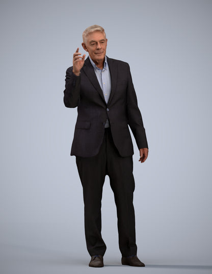 scanned 3D senior man business, photogrammetry people for Enscape and V-Ray