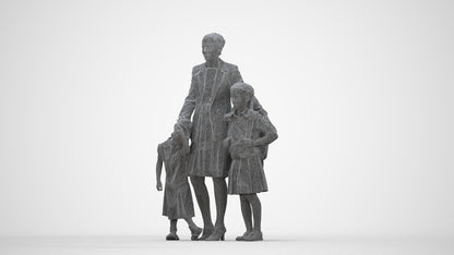 photogrammetry 3D girl kids, realistic human model archviz FBX, wireframe back view