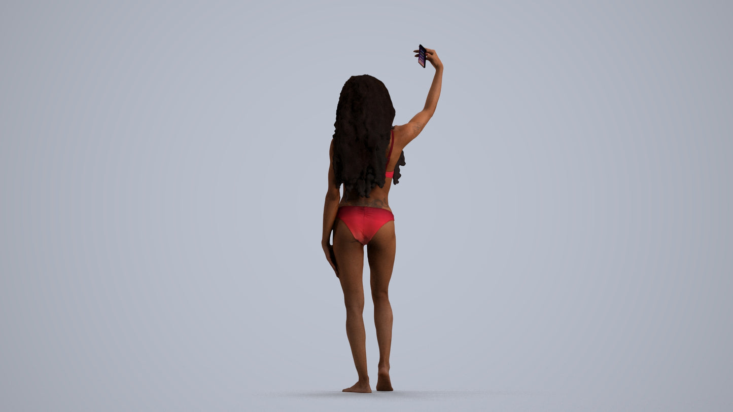 3D people model woman pool, scanned human for 3ds Max rendering, front view render
