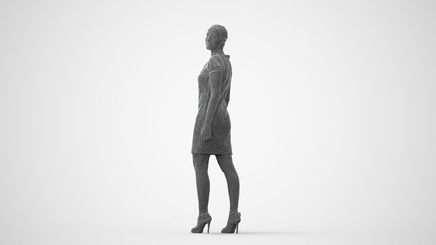 scanned 3D woman business standing, photogrammetry people for Enscape and V-Ray, square thumbnail