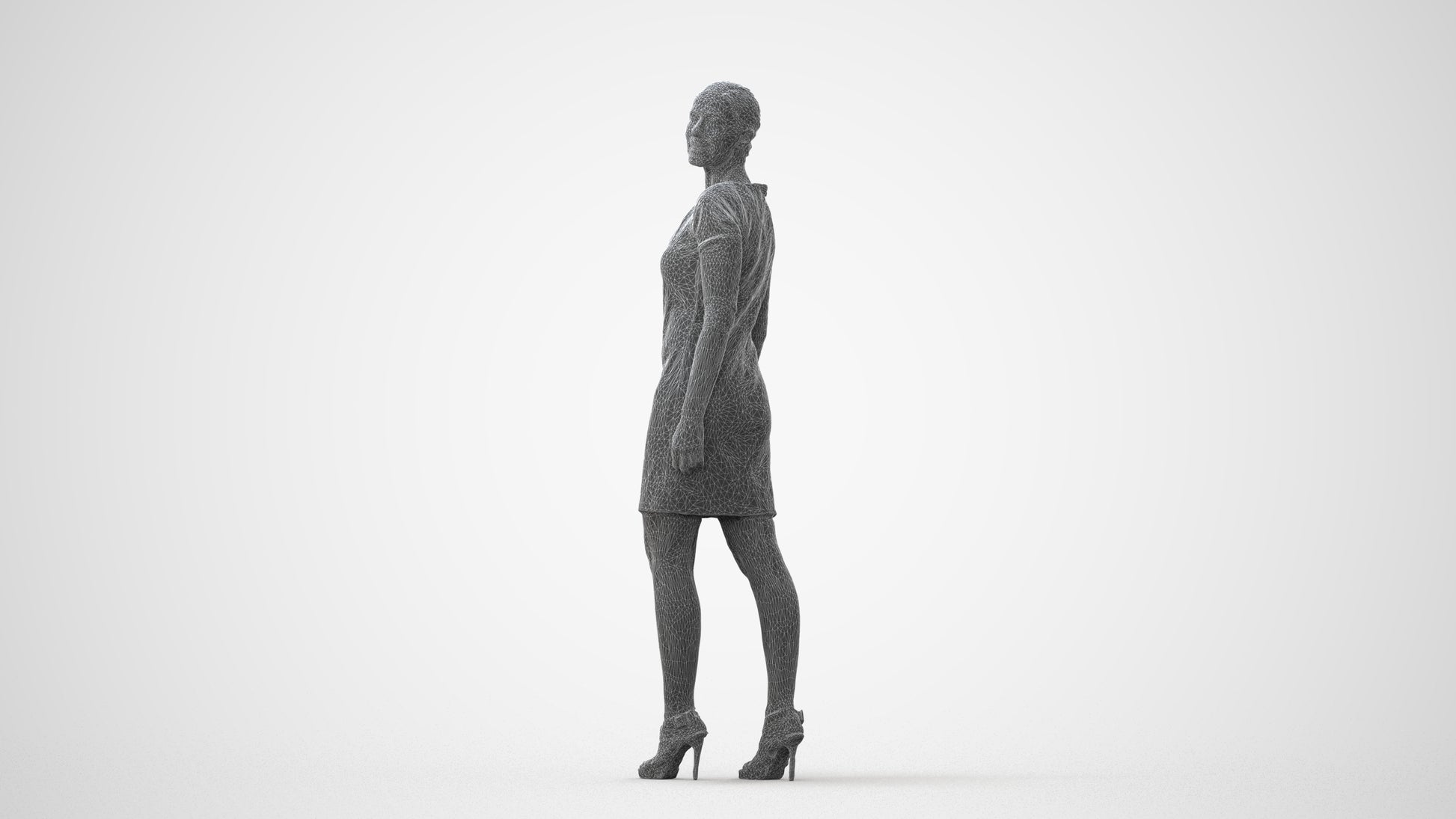 scanned 3D woman business standing, photogrammetry people for Enscape and V-Ray, square thumbnail