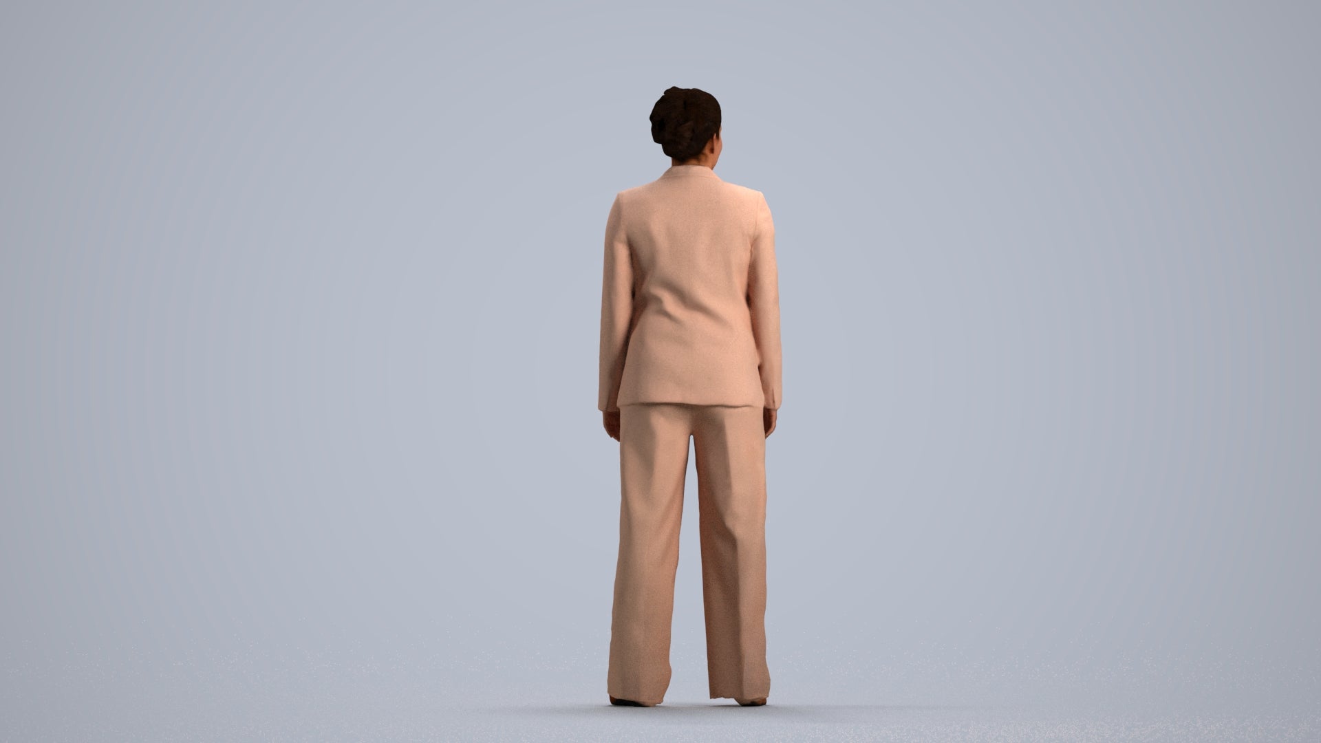 3D scanned woman standing business, photorealistic archviz people for Enscape and SketchUp, front view render