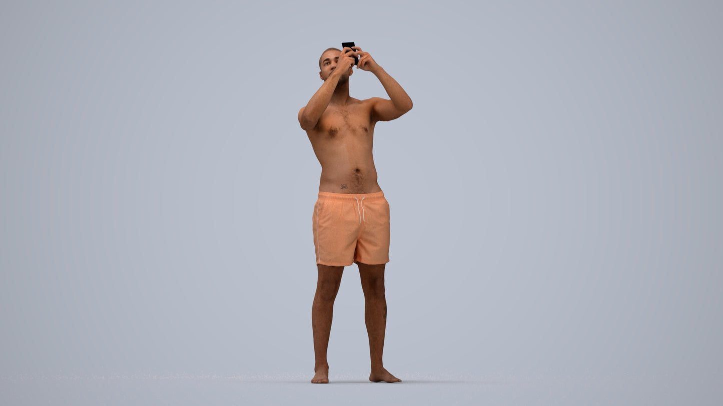 scanned 3D man pool, photogrammetry people for Enscape and V-Ray, top-down view render
