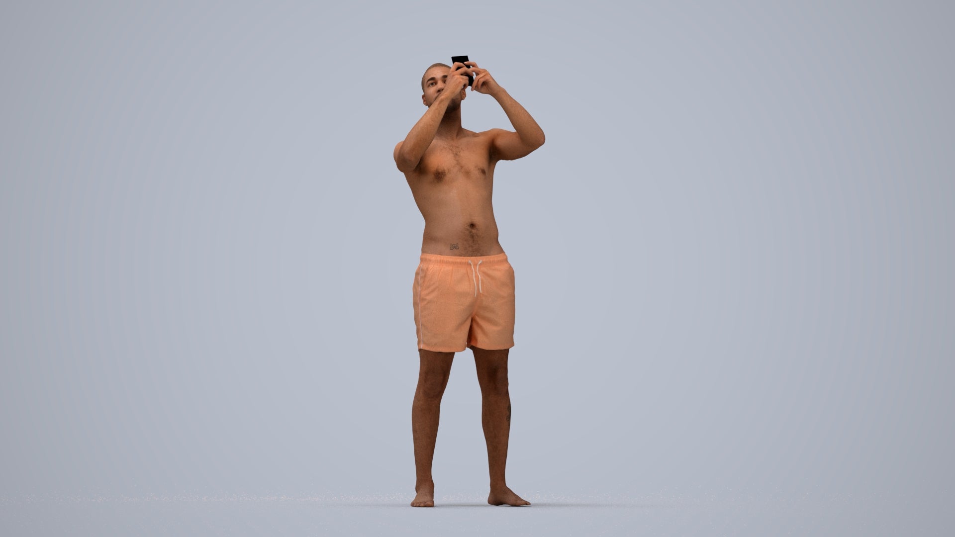 scanned 3D man pool, photogrammetry people for Enscape and V-Ray, top-down view render