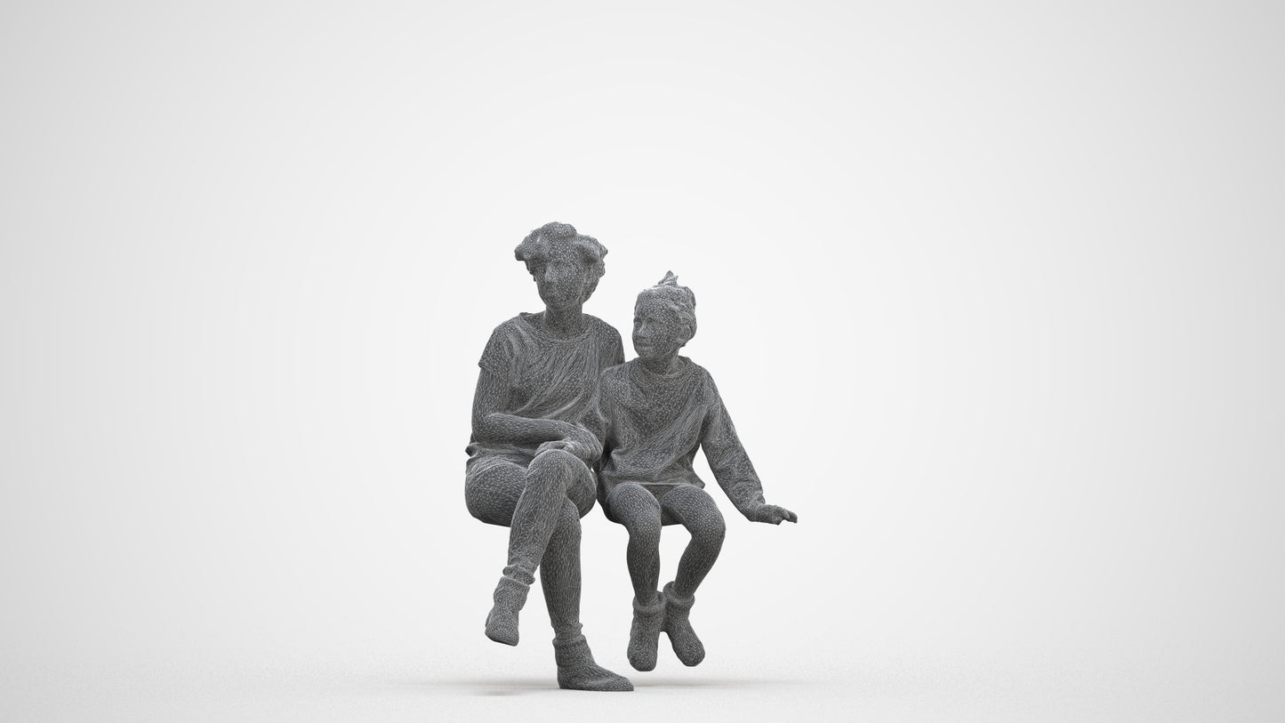 realistic 3D people girl kids, render-ready for V-Ray and Corona, FBX OBJ, three-quarter front view render