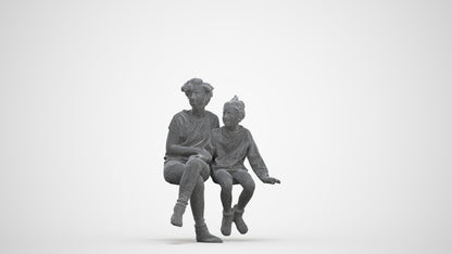 realistic 3D people girl kids, render-ready for V-Ray and Corona, FBX OBJ, three-quarter front view render