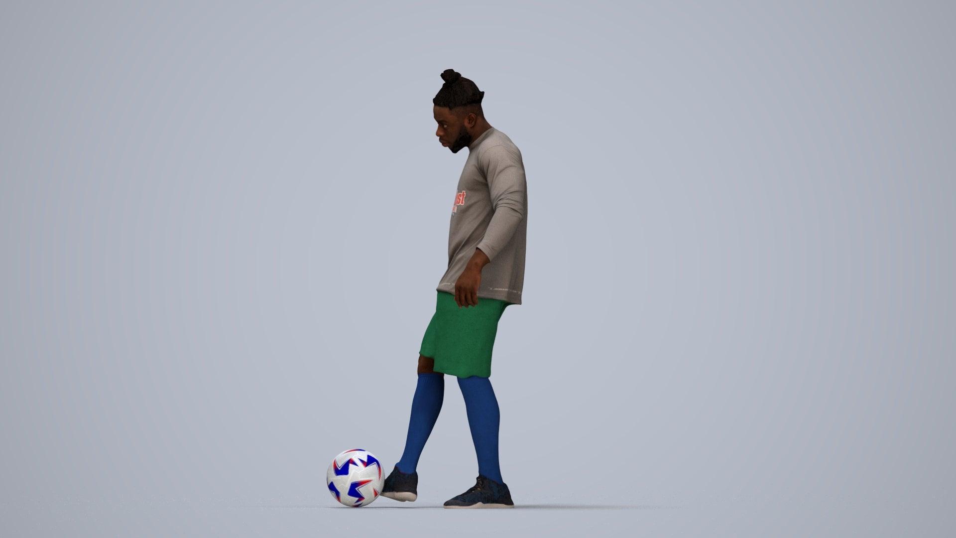 realistic 3D man sport, scanned archviz people for Blender and 3ds Max, top-down view render
