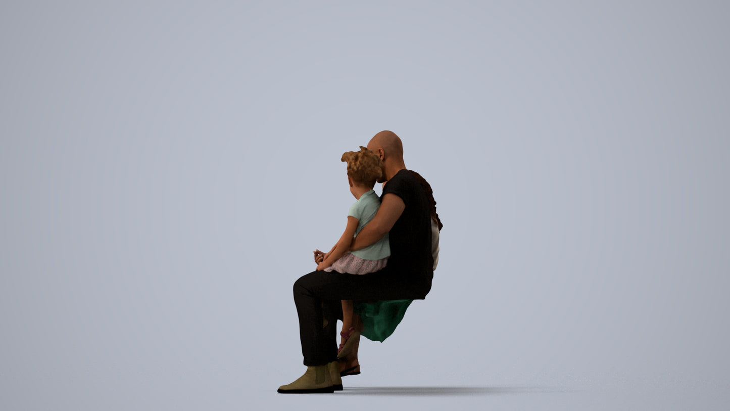 realistic 3D girl casual kids, scanned archviz people for Blender and 3ds Max, three-quarter view render