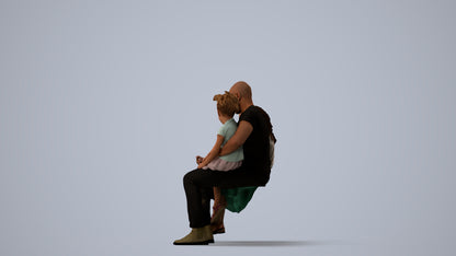 realistic 3D girl casual kids, scanned archviz people for Blender and 3ds Max, three-quarter view render