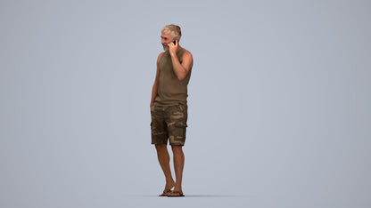 3D people model man casual walking, scanned human for 3ds Max rendering, top-down view render