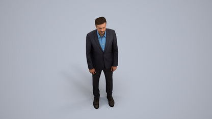 3D people model man business, scanned human for 3ds Max rendering, back view render