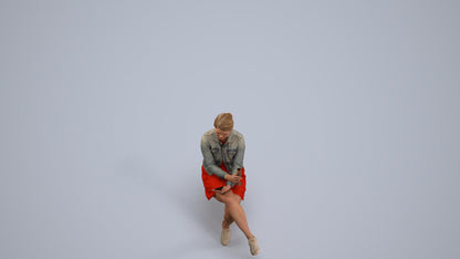 3D people model woman casual sitting, scanned human for 3ds Max rendering, back view render