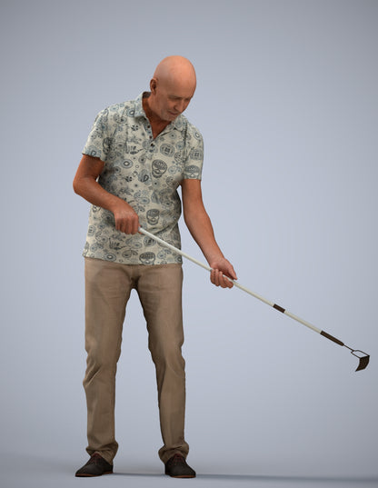 realistic 3D people senior man casual standing, render-ready for V-Ray and Corona, FBX OBJ