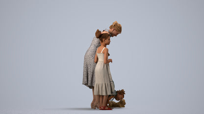 3D human model girl casual kids, photogrammetry scanned person for archviz, side view render