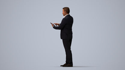 3D scanned man business, photorealistic archviz people for Enscape and SketchUp, three-quarter view render