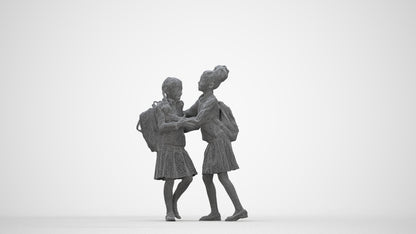 realistic 3D human girl kids, archviz people FBX OBJ for Blender, wireframe back view