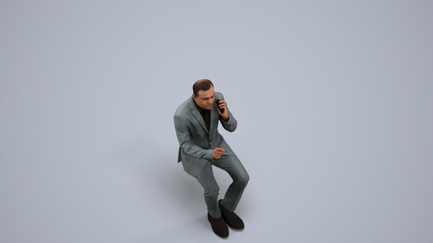 photogrammetry 3D man business shopping, realistic human model archviz FBX, back view render