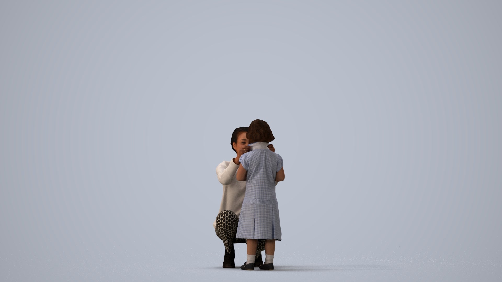realistic 3D people woman casual kids, render-ready for V-Ray and Corona, FBX OBJ, three-quarter view render