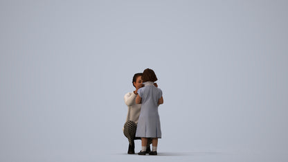 realistic 3D people woman casual kids, render-ready for V-Ray and Corona, FBX OBJ, three-quarter view render