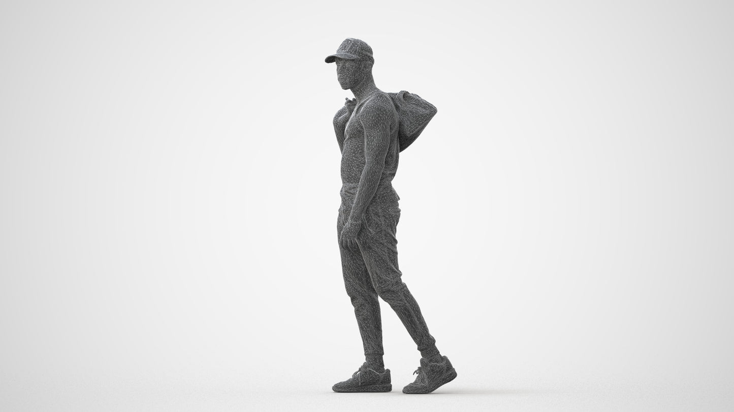 photogrammetry 3D man casual walking, realistic human model archviz FBX, square thumbnail