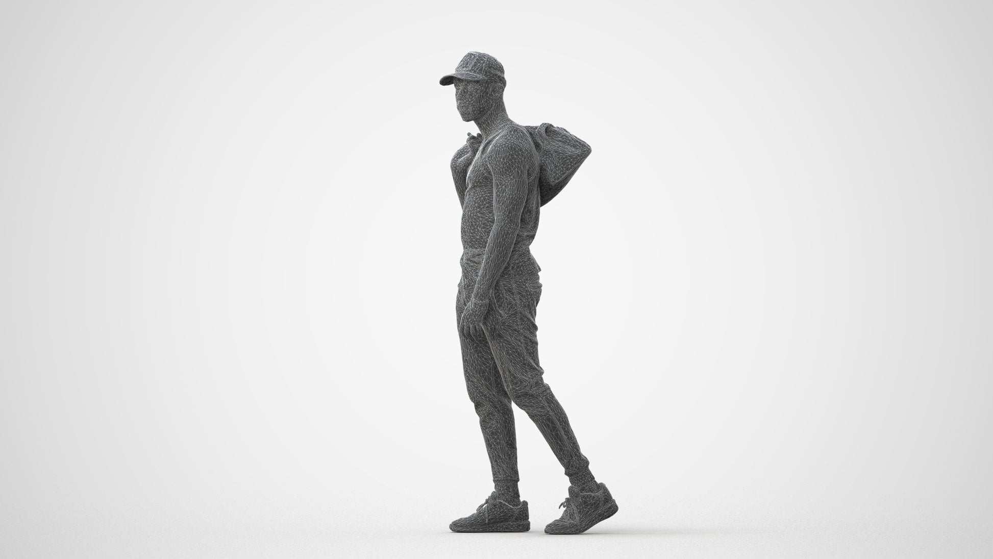 photogrammetry 3D man casual walking, realistic human model archviz FBX, square thumbnail