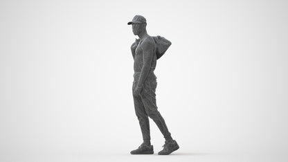 photogrammetry 3D man casual walking, realistic human model archviz FBX, square thumbnail