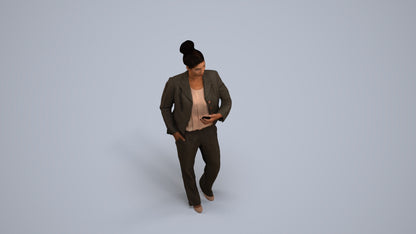 scanned 3D woman business standing, photogrammetry people for Enscape and V-Ray, back view render
