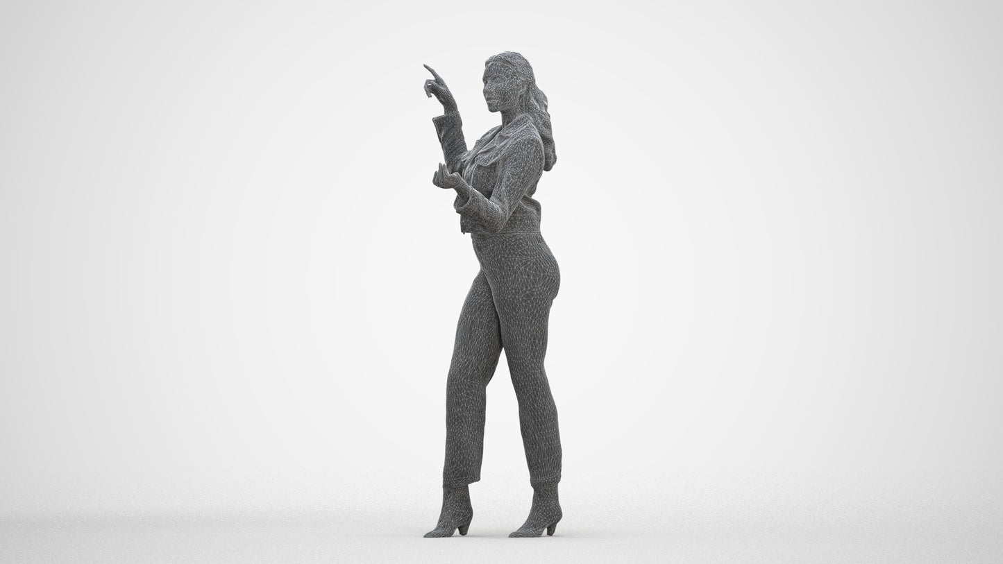 photogrammetry 3D woman business standing, realistic human model archviz FBX, three-quarter front view render