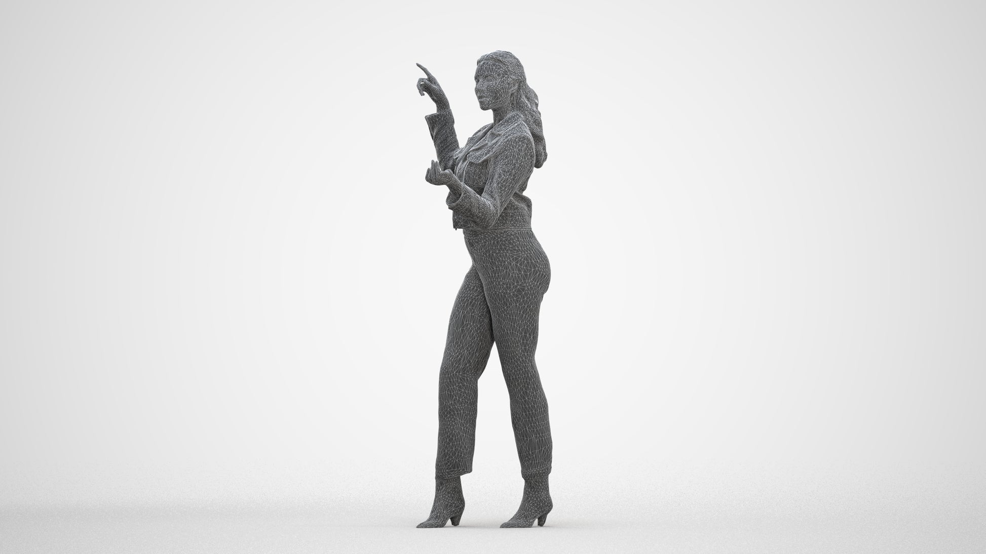 photogrammetry 3D woman business standing, realistic human model archviz FBX, three-quarter front view render