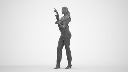 photogrammetry 3D woman business standing, realistic human model archviz FBX, three-quarter front view render