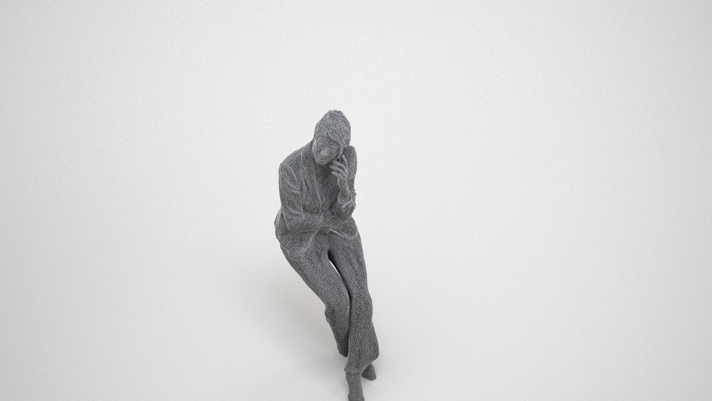 photogrammetry 3D woman business, realistic human model archviz FBX, wireframe three-quarter view