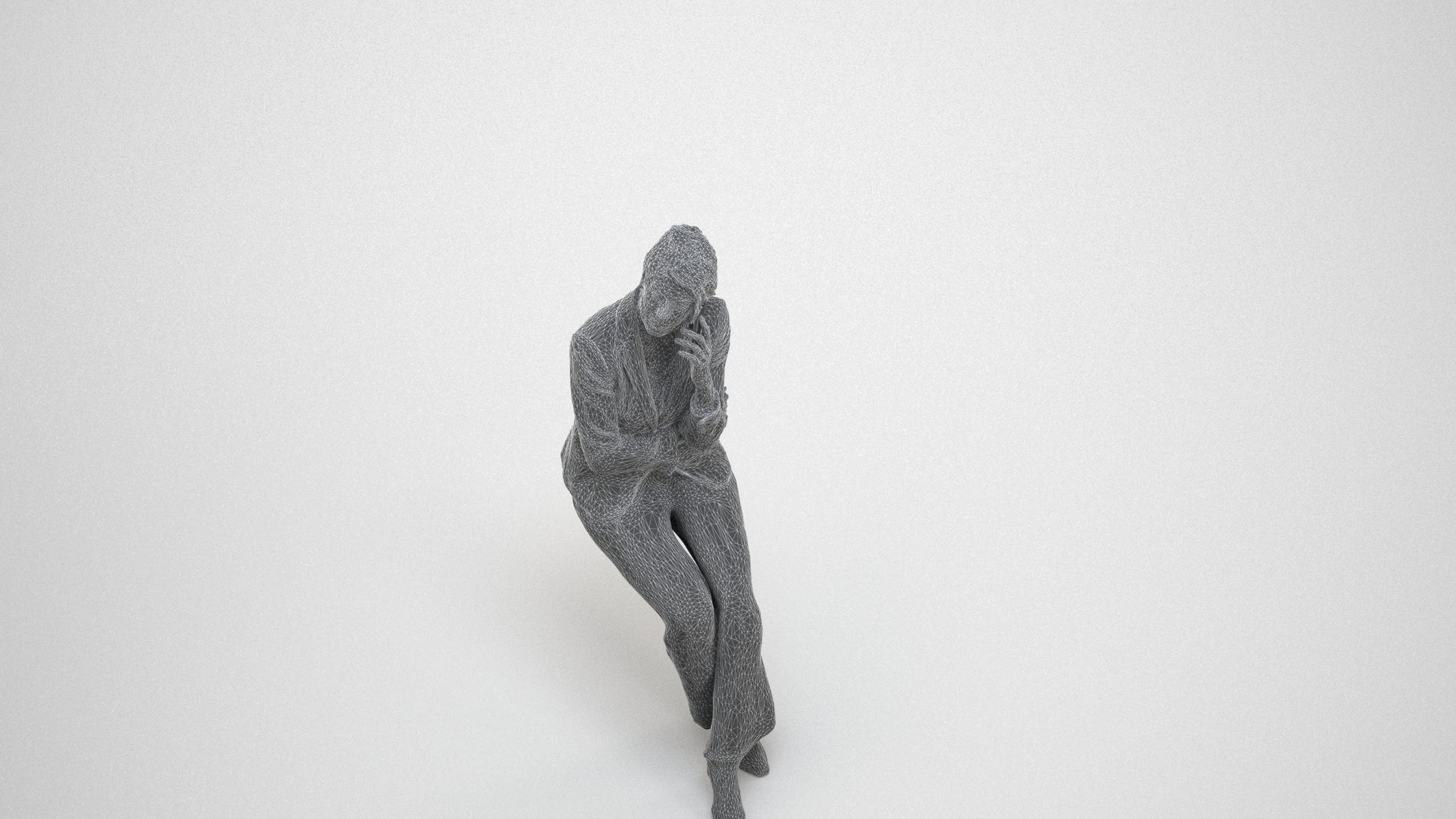 photogrammetry 3D woman business, realistic human model archviz FBX, wireframe three-quarter view