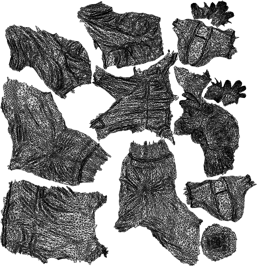 3D scanned woman sitting casual, photorealistic archviz people for Enscape and SketchUp, wireframe top-down view