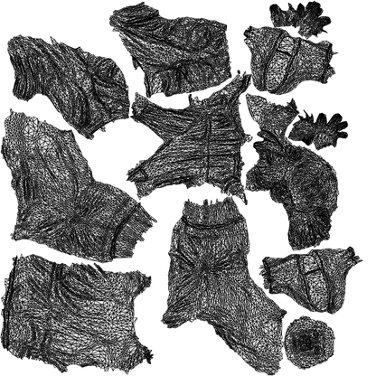 3D scanned woman sitting casual, photorealistic archviz people for Enscape and SketchUp, wireframe top-down view