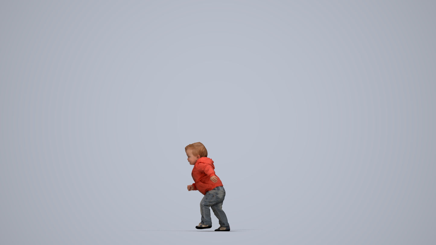 realistic 3D human boy casual kids, archviz people FBX OBJ for Blender, top-down view render