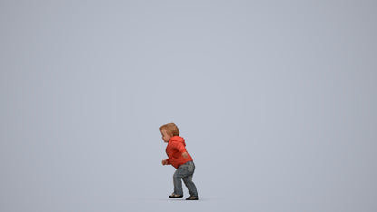 realistic 3D human boy casual kids, archviz people FBX OBJ for Blender, top-down view render
