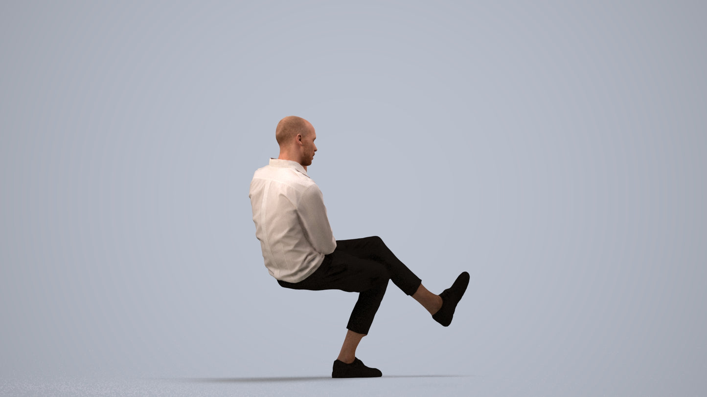 3D scanned man business, photorealistic archviz people for Enscape and SketchUp, side view render