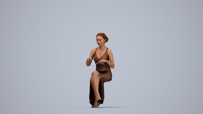 3D human model woman formal formalaffairs, photogrammetry scanned person for archviz, top-down view render