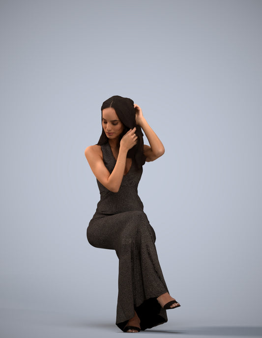 3D scanned woman formalaffairs formal, photorealistic archviz people for Enscape and SketchUp