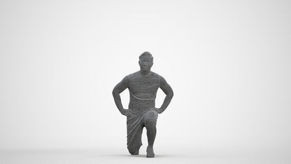 3D human model man sport, photogrammetry scanned person for archviz, three-quarter front view render