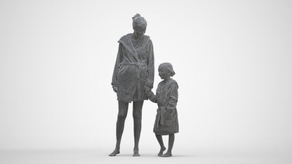 realistic 3D human girl casual kids, archviz people FBX OBJ for Blender, three-quarter front view render